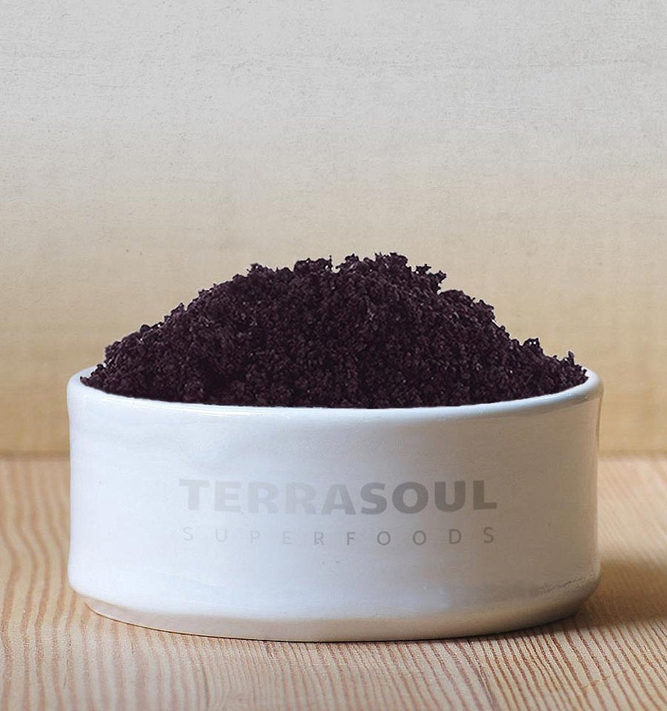 Terrasoul Superfoods Acai en polvo, tazón de batido, sabor rico y nutritivo.