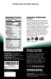 Terrasoul Spirulina en polvo, cuchara medidora incluida para dosis precisas.