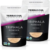 Terrasoul Triphala polvo orgánico en empaque de dos libras para uso diario.