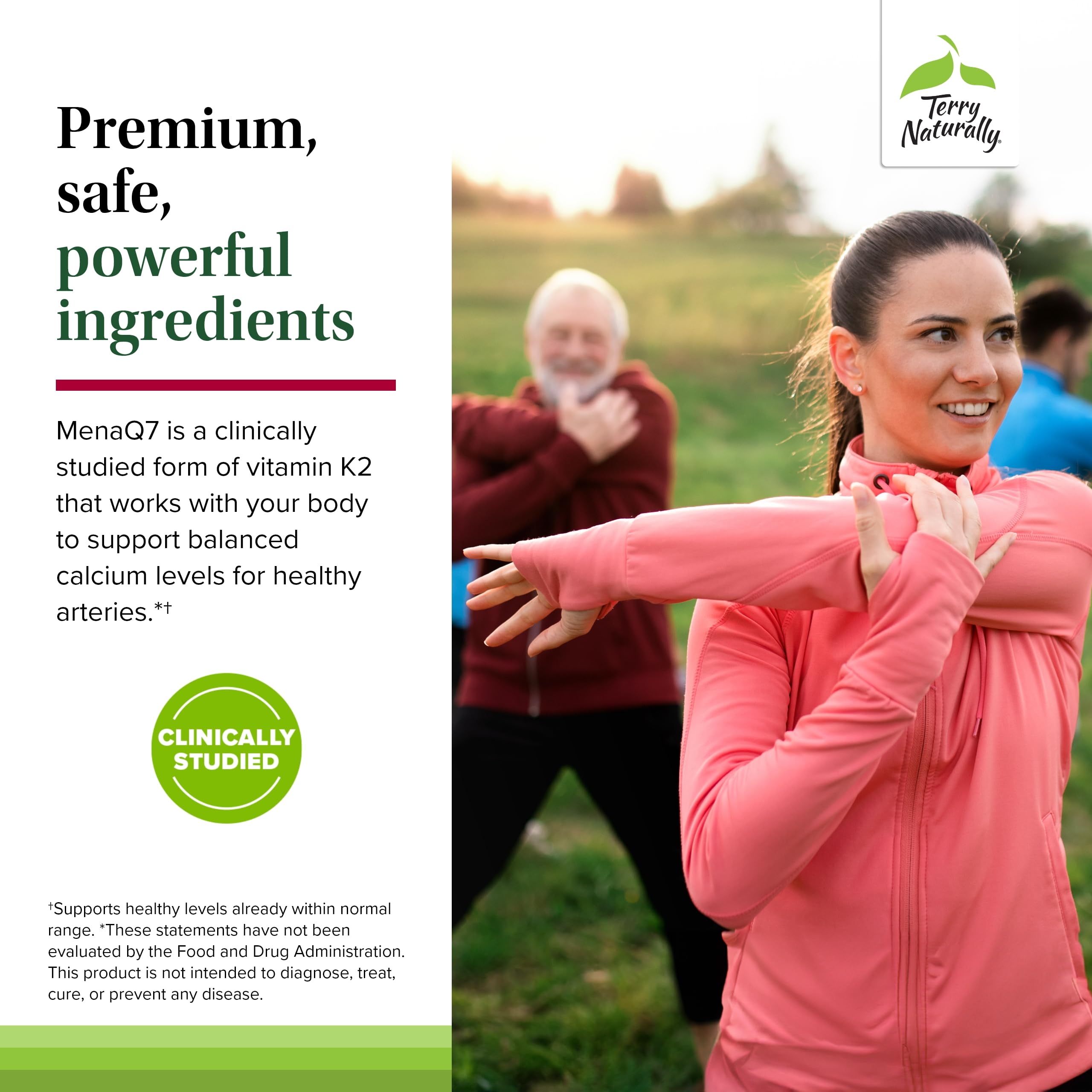 Terry Naturally Artery Strong, detalle de ingredientes sin alérgenos, apto para dietas.