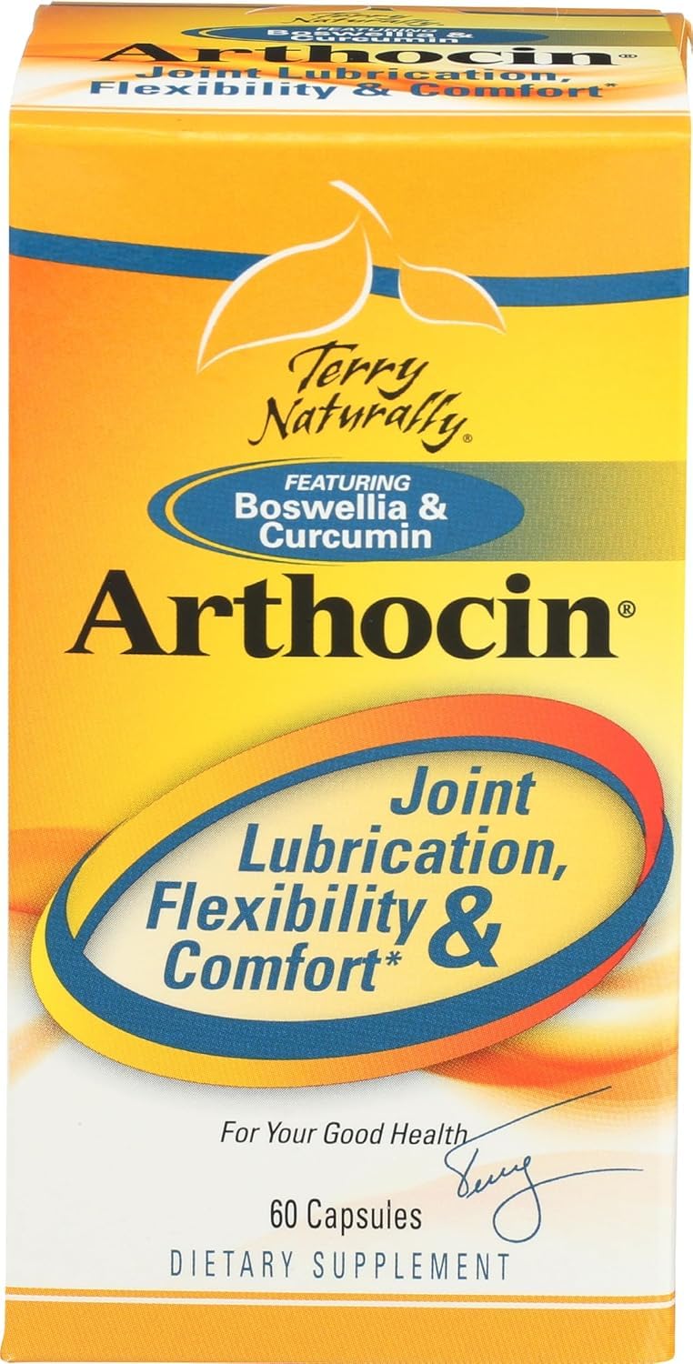 Arthocin Terry Naturally: botella de cápsulas para apoyar la movilidad articular.