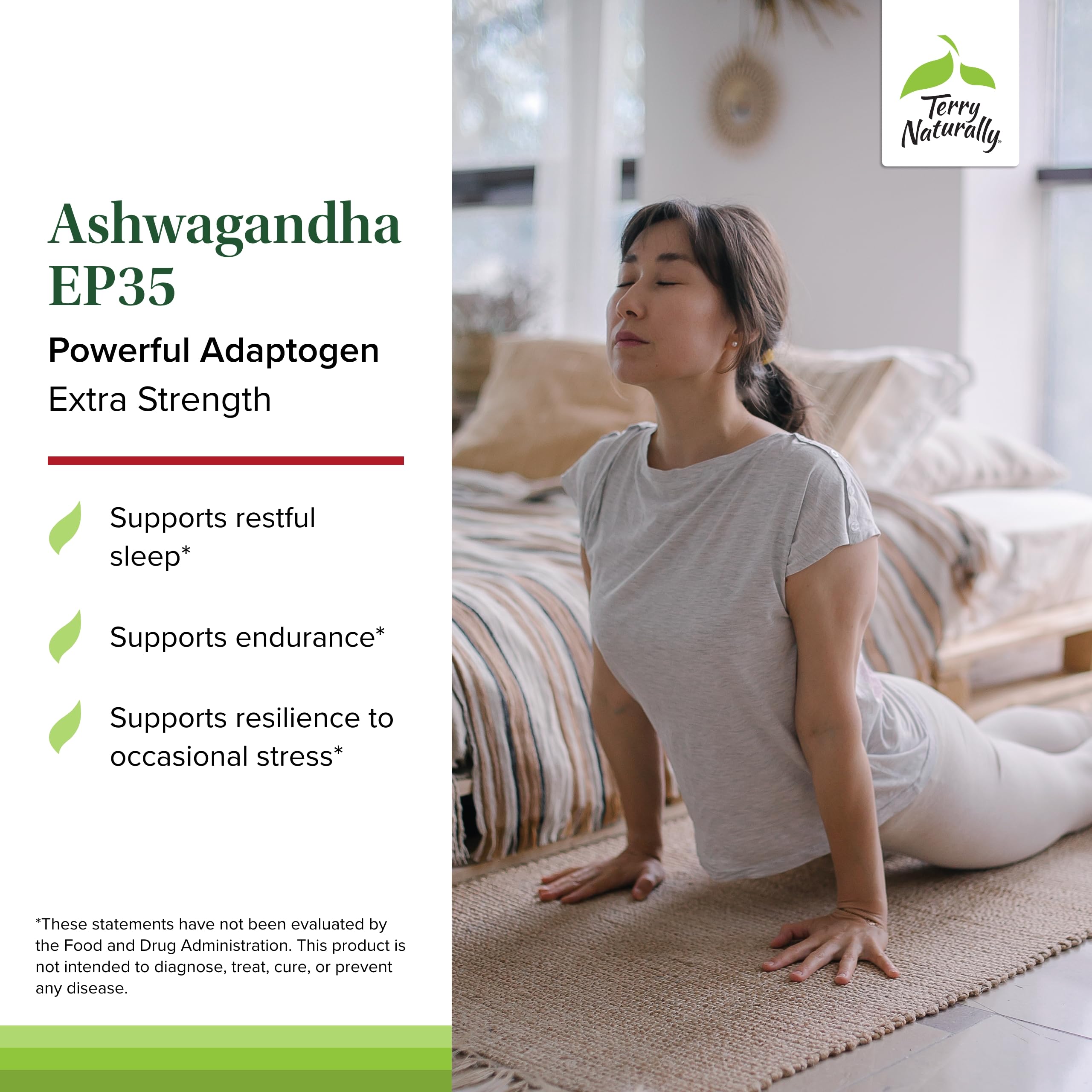 Terry Naturally Ashwagandha EP35, caja, posible apoyo al descanso nocturno