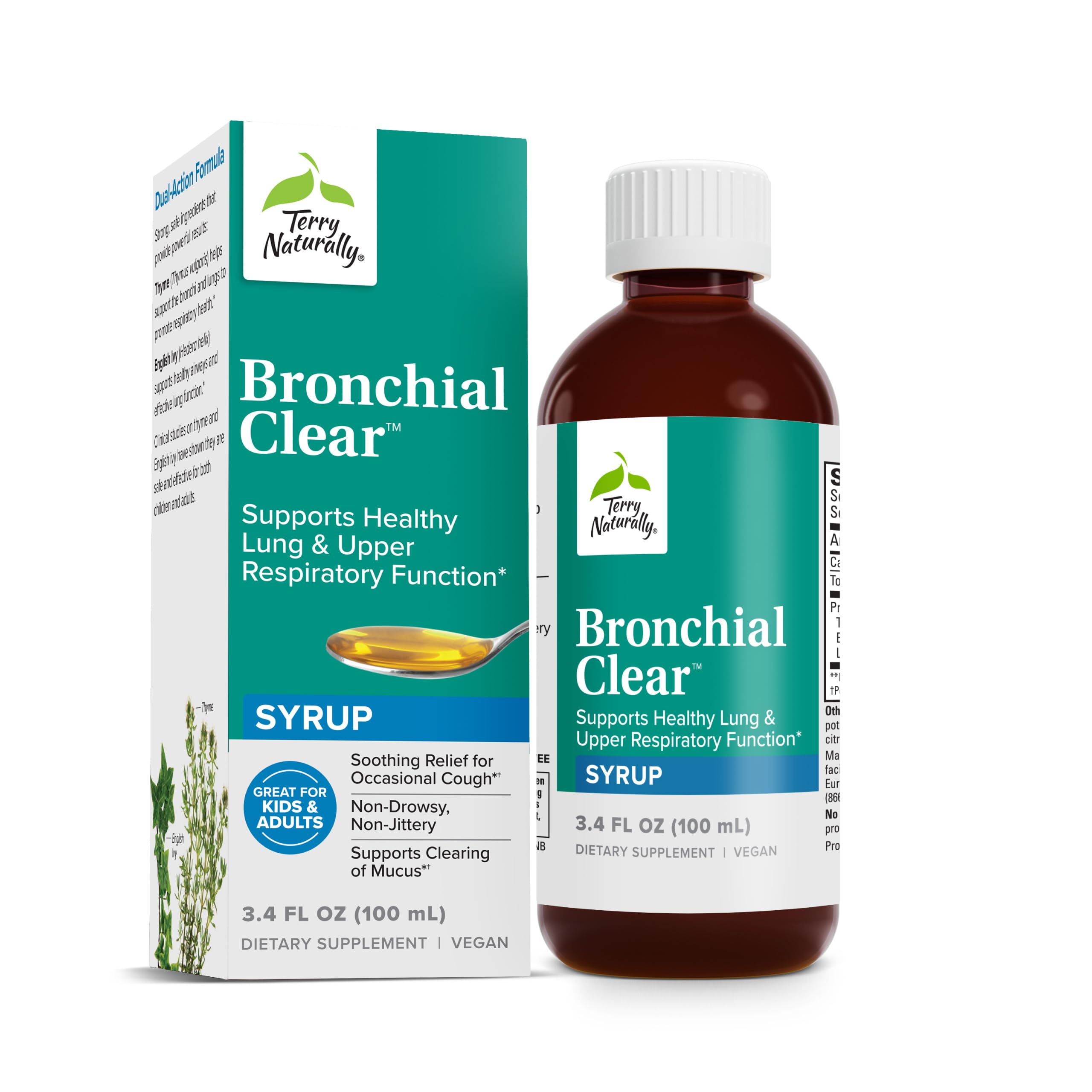 Terry Naturally Bronquial Clear líquido: frasco para uso diario que apoya la salud bronquial.