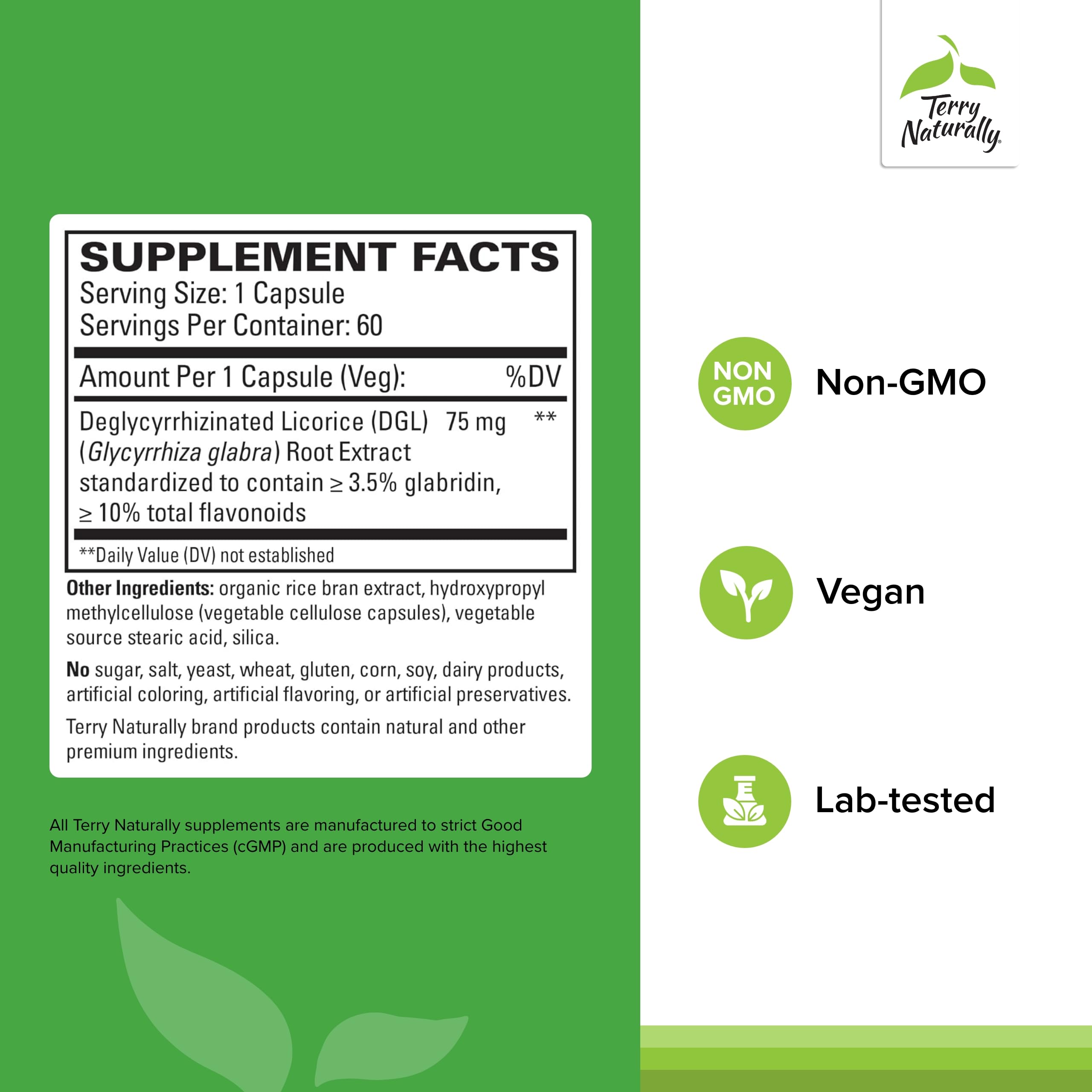 Terry Naturally cápsulas digestivas: formato práctico para apoyo ocasional del estómago.