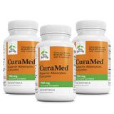 Terry Naturally CuraMed 750 mg, botella volcada, posible apoyo antioxidante diario.