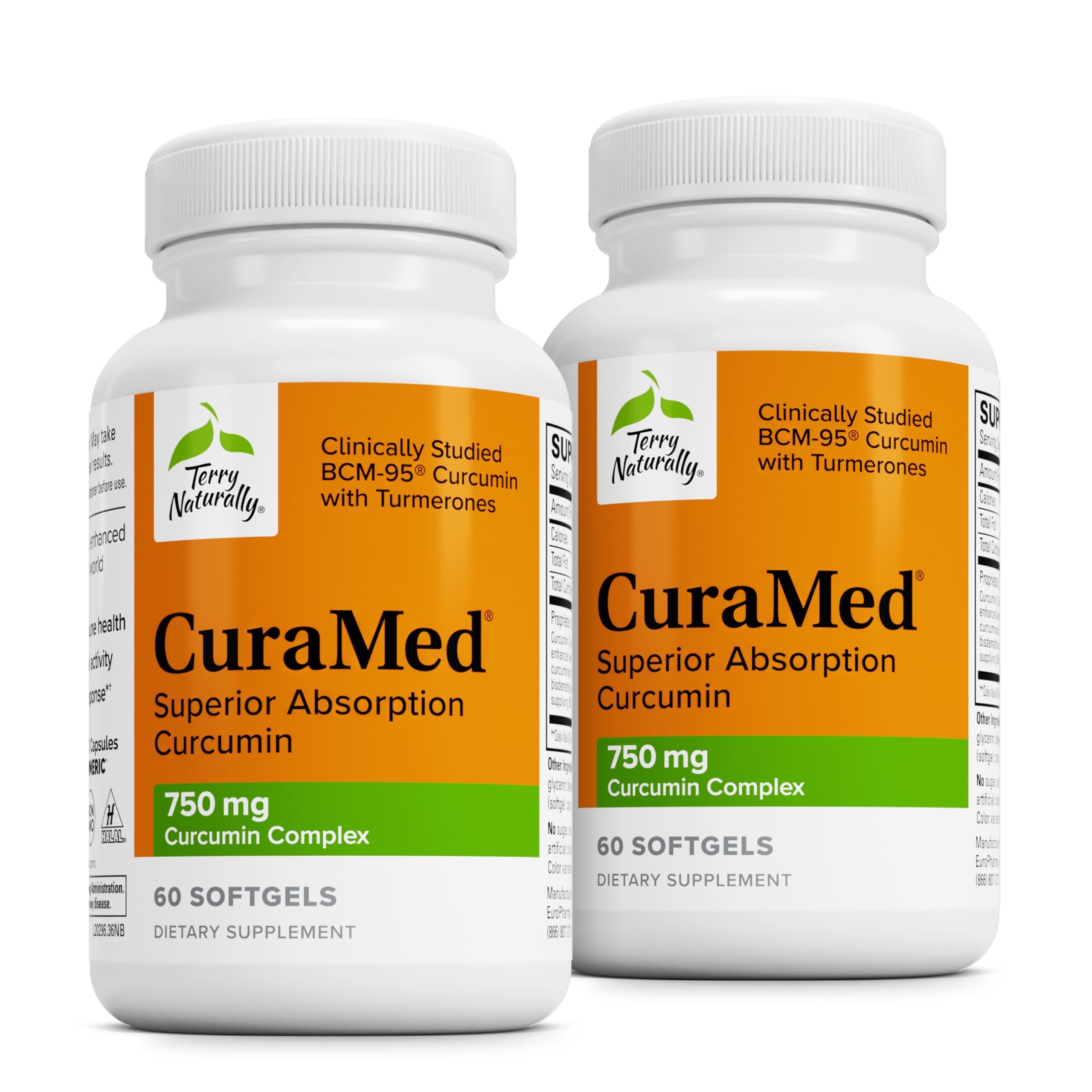 Terry Naturally CuraMed 750 mg cápsulas suaves, apoyo cerebral antioxidante para el día a día.