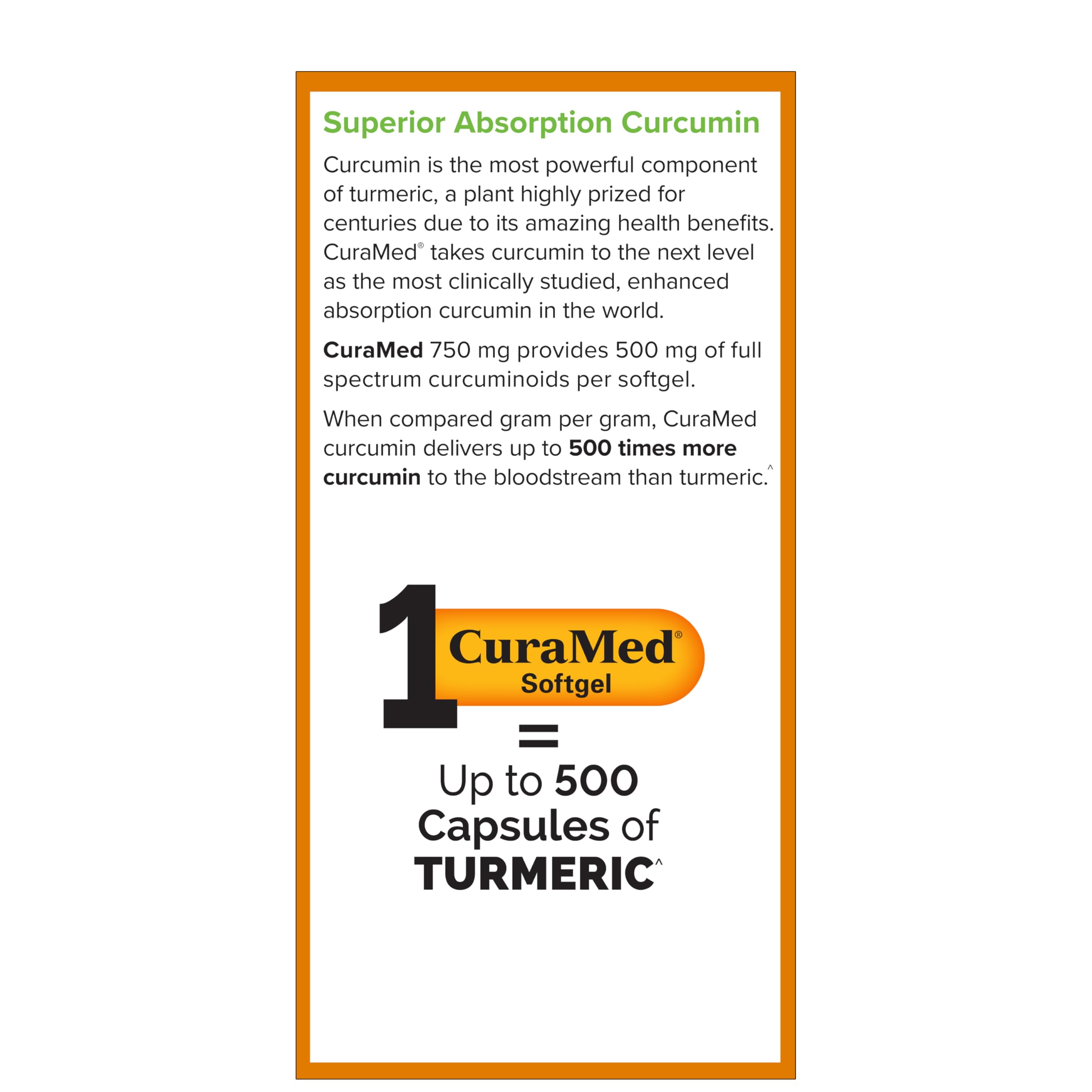 Terry Naturally CuraMed 750 mg etiqueta detallada, información clara de ingredientes