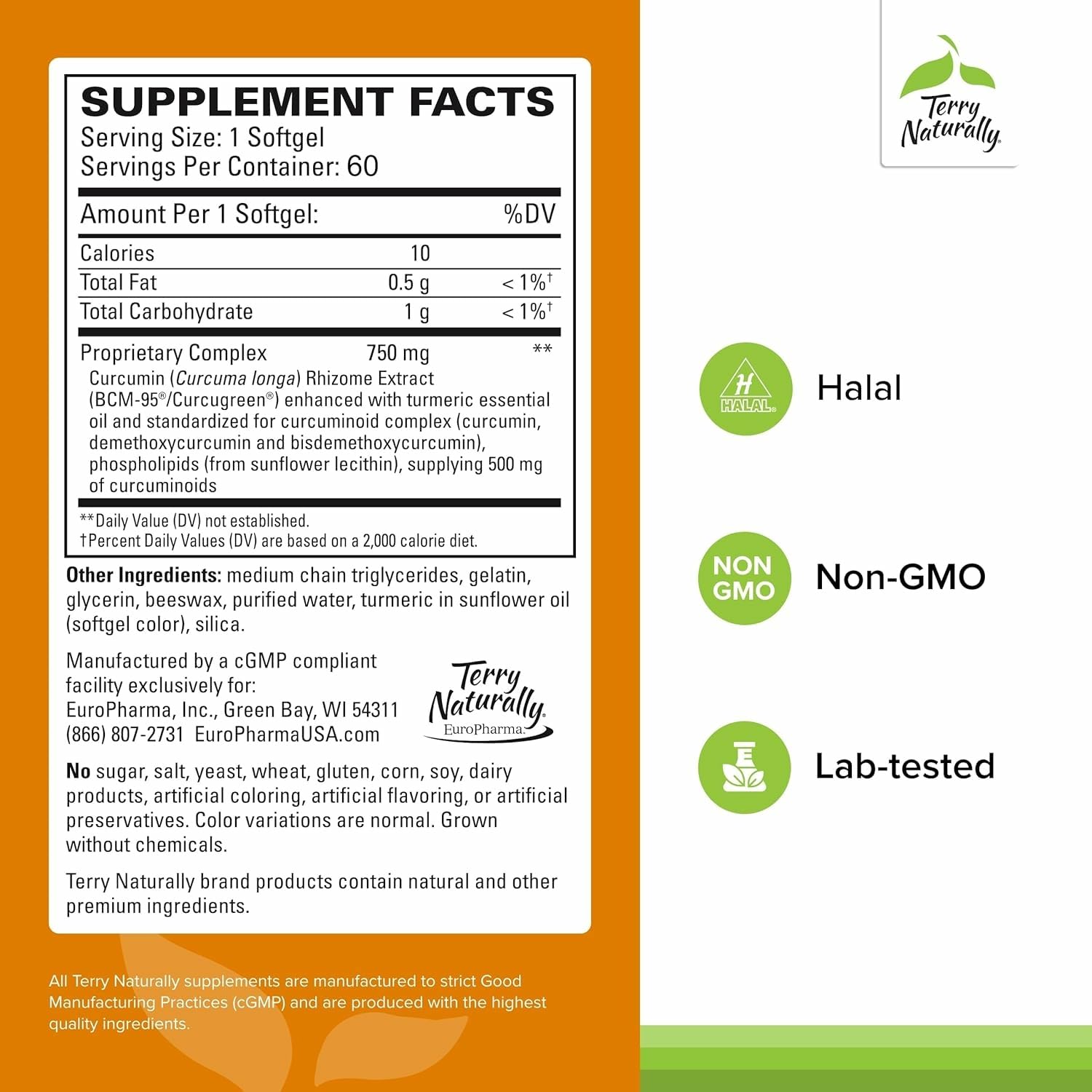 Terry Naturally CuraMed, etiqueta de la botella, curcuminoides de alta potencia.