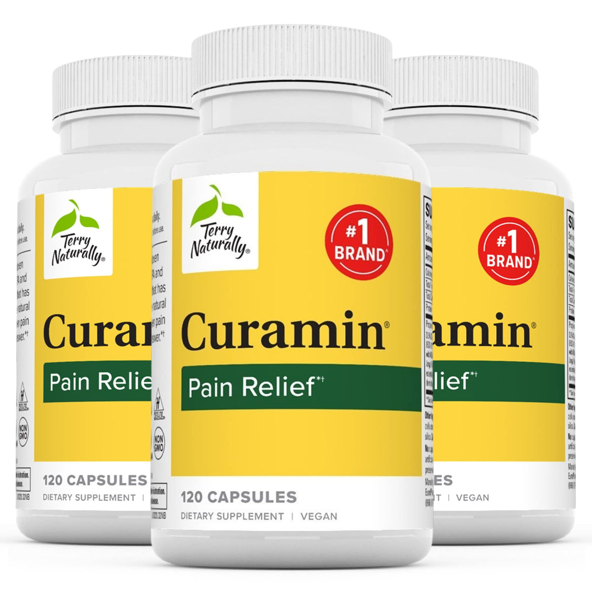 Botella de Terry Naturally Curamin con curcumina para movilidad y bienestar muscular.