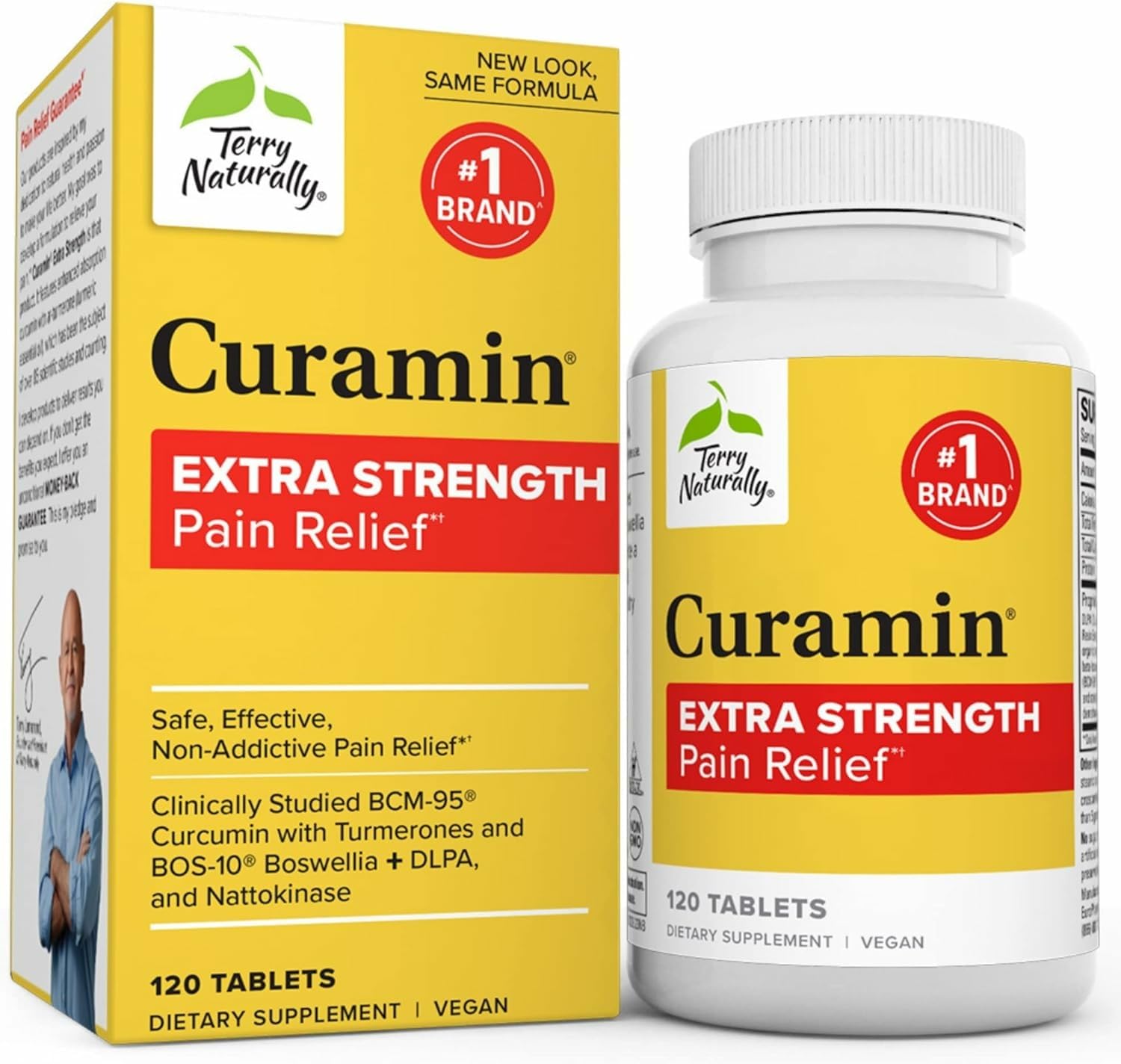 Terry Naturally Curamin Extra Strength en botella con tabletas veganas para apoyo diario de la circulación.