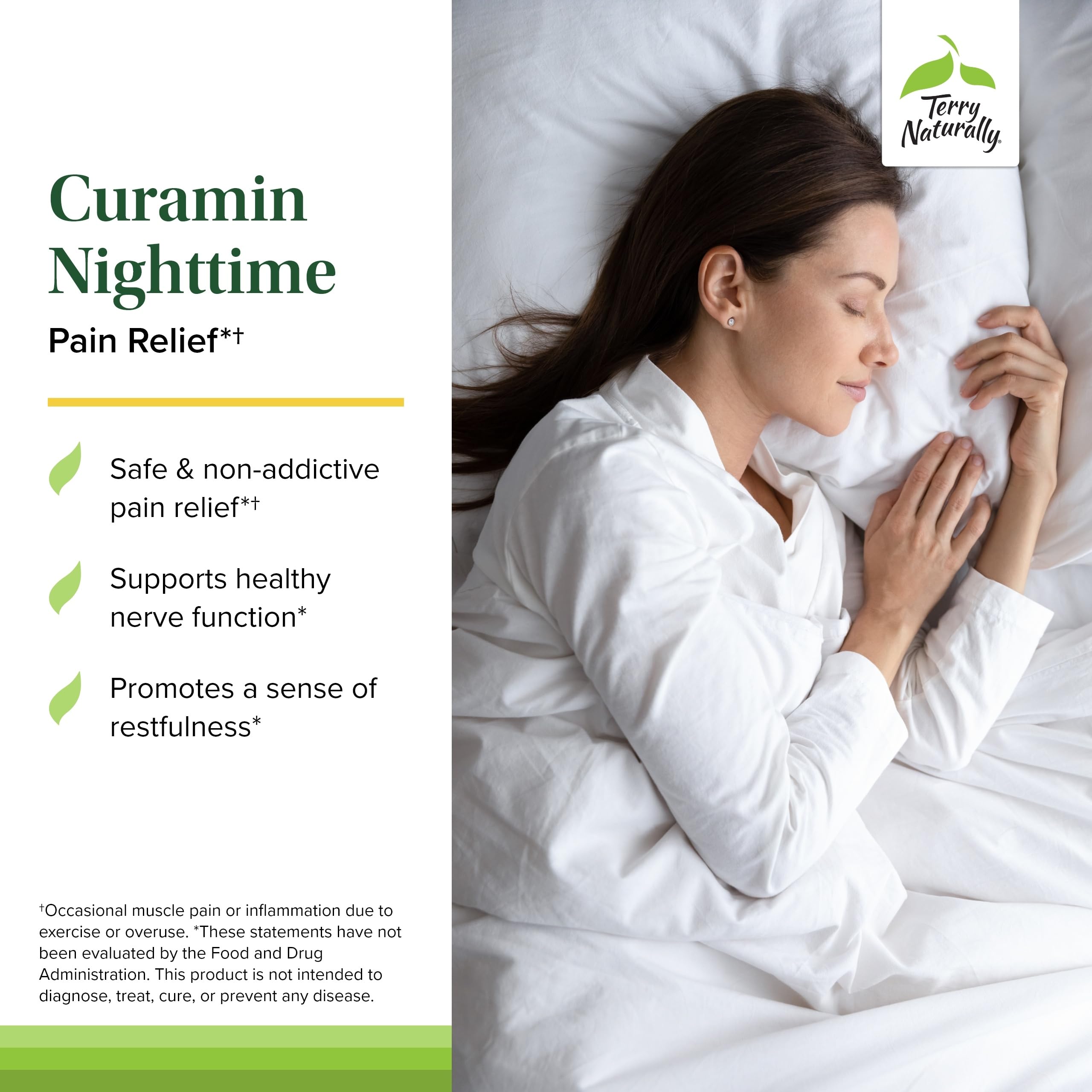 Terry Naturally Curamin Nighttime, tabletas fáciles de tragar para uso nocturno