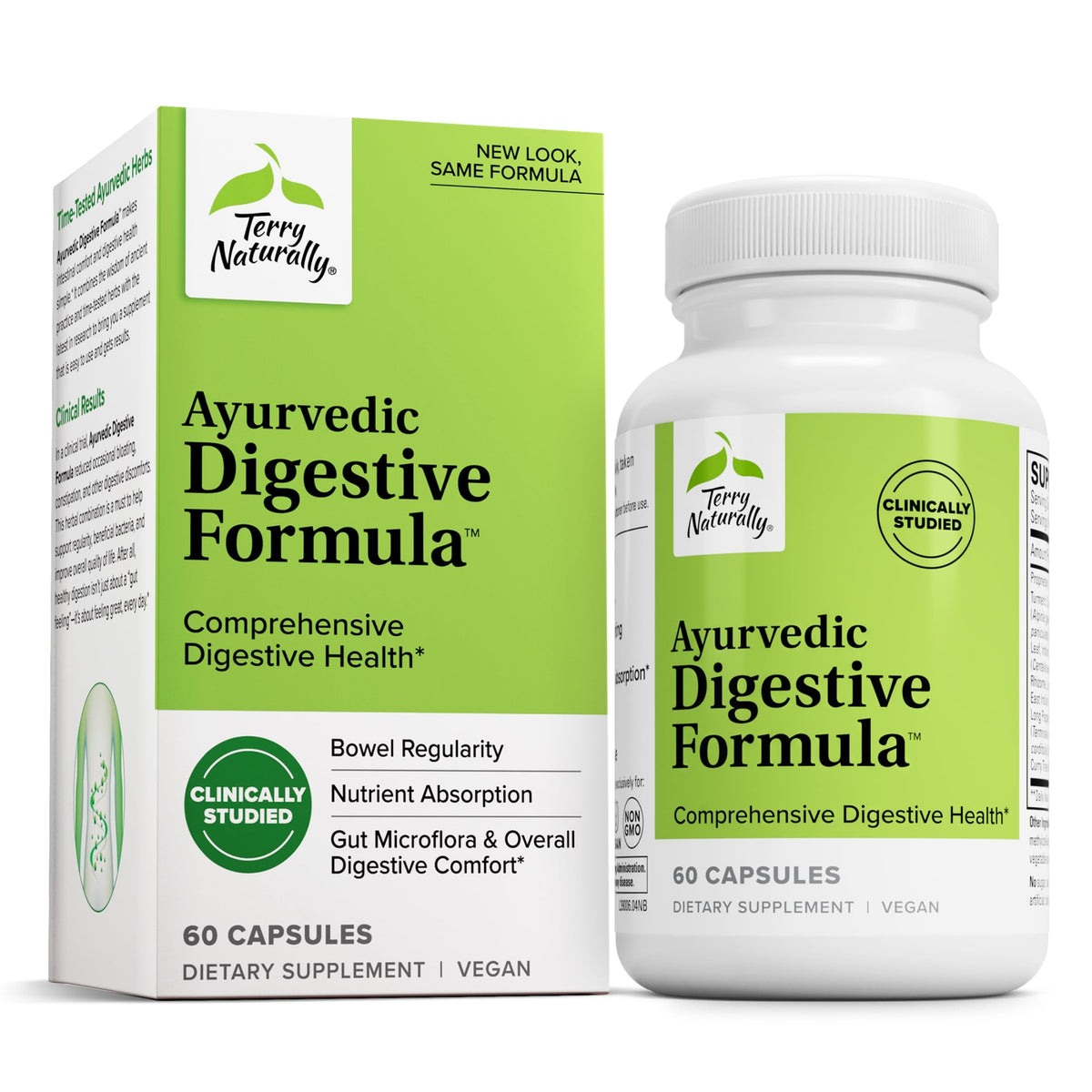 Terry Naturally Digestivo Ayurvédico: cápsulas para apoyo digestivo diario seguro.