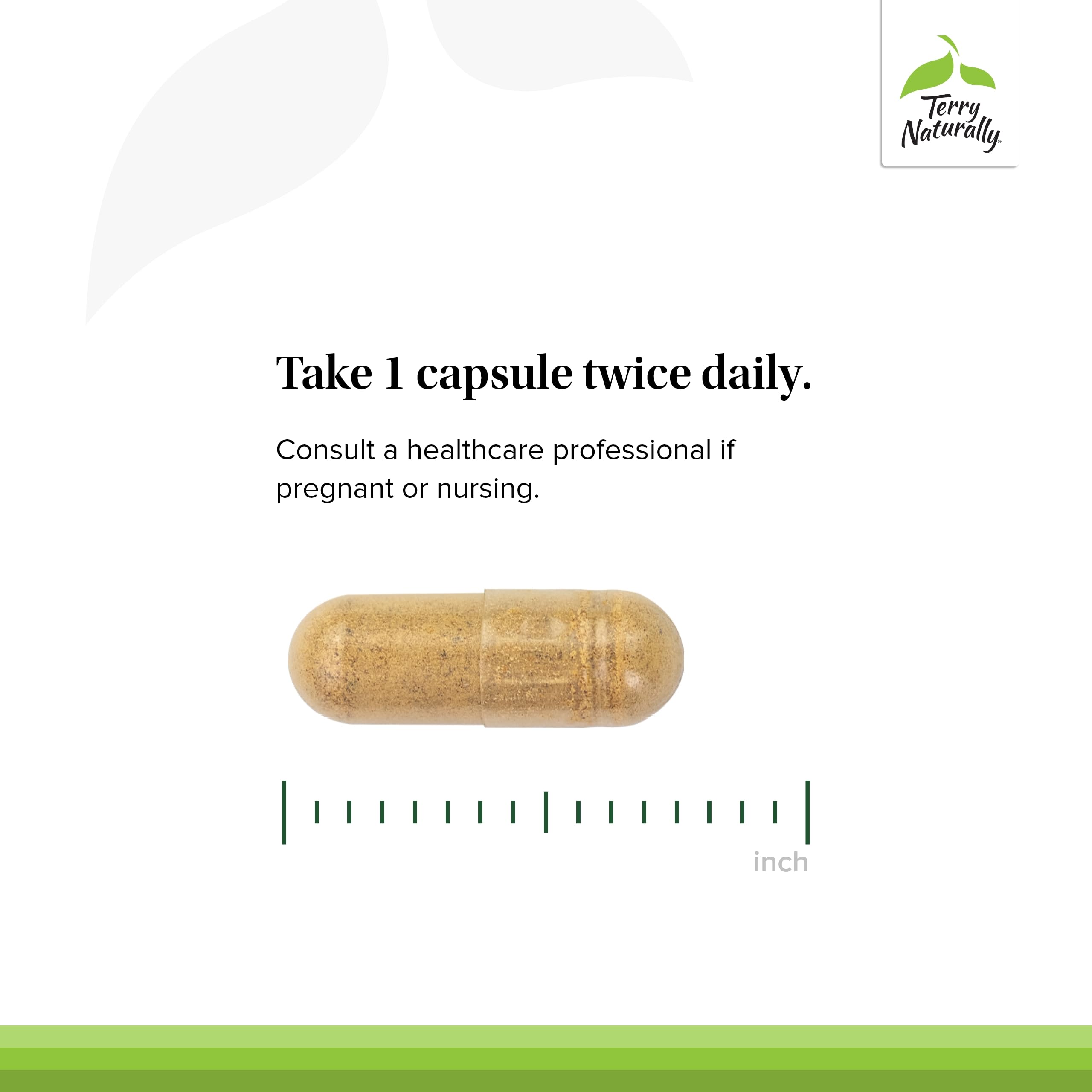 Terry Naturally etiqueta del producto: credenciales y beneficios de la fórmula.