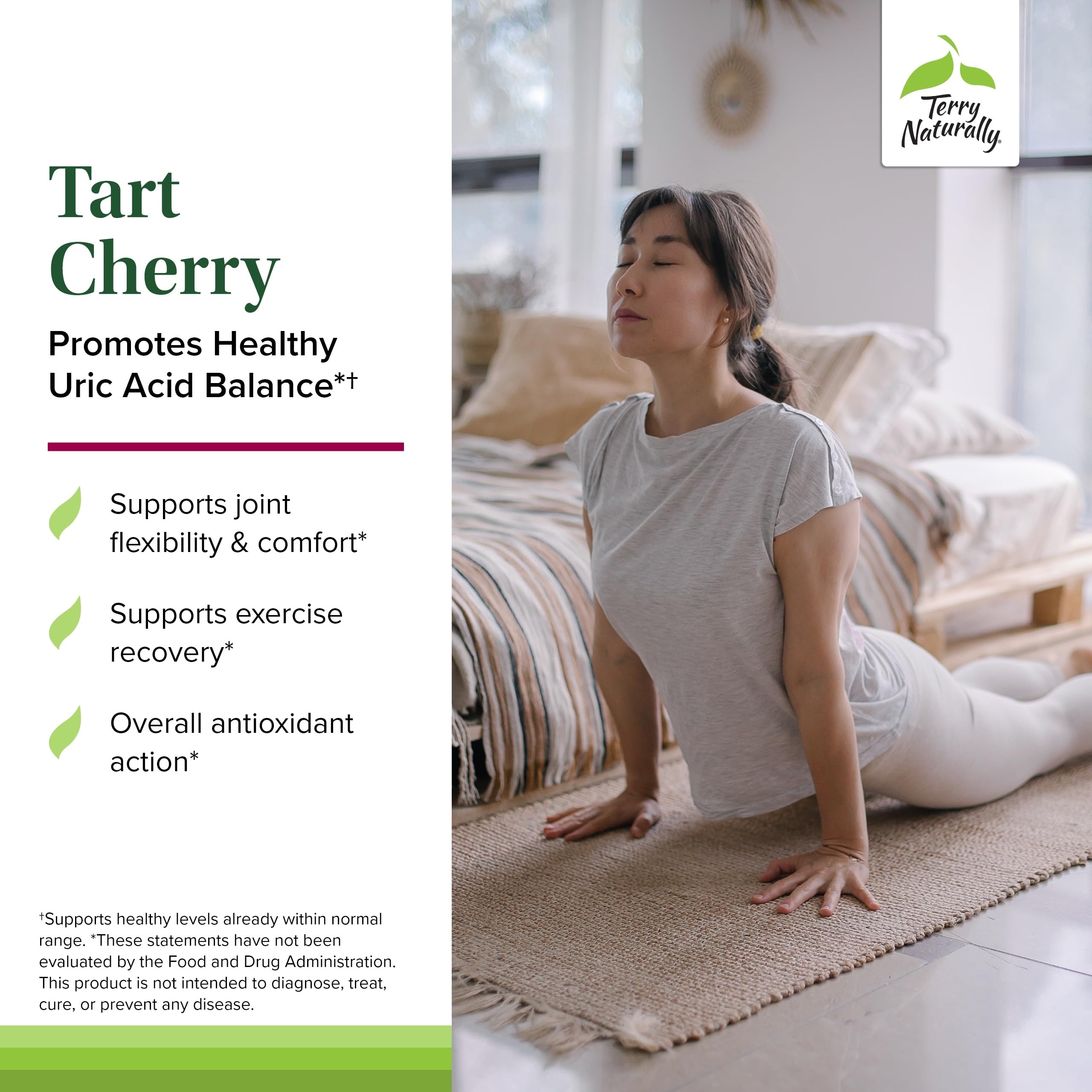 Etiqueta sin alérgenos de Terry Naturally Tart Cherry ideal para dietas vegan