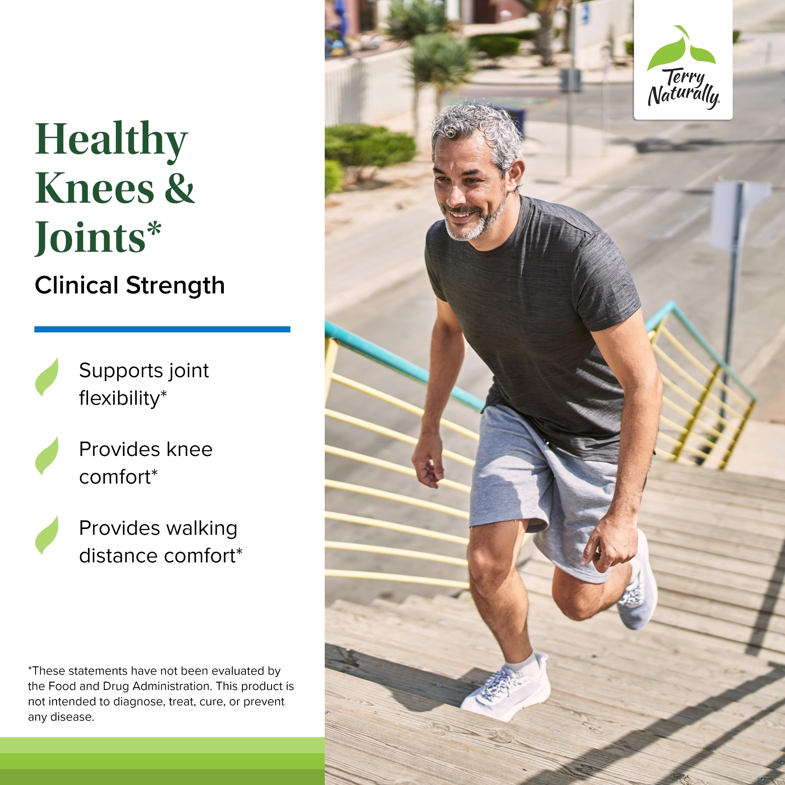 Terry Naturally Healthy Knees, cápsulas en mano para consumo diario