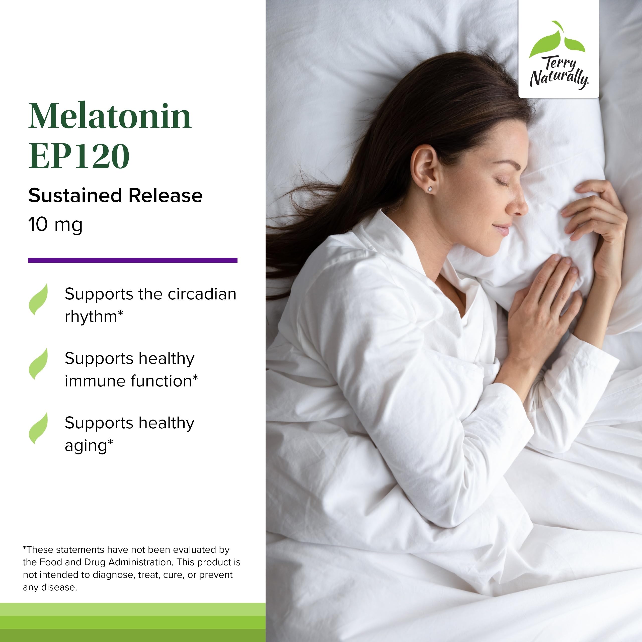 Etiqueta del producto Terry Naturally Melatonina EP con ingredientes.