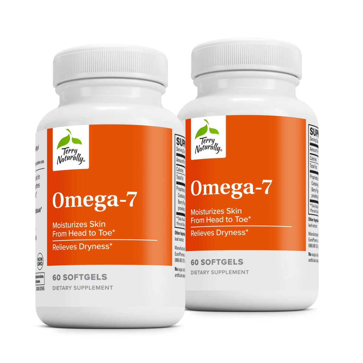 Botella Terry Naturally Omega-7 promueve hidratación de la piel y mucosas para uso diario