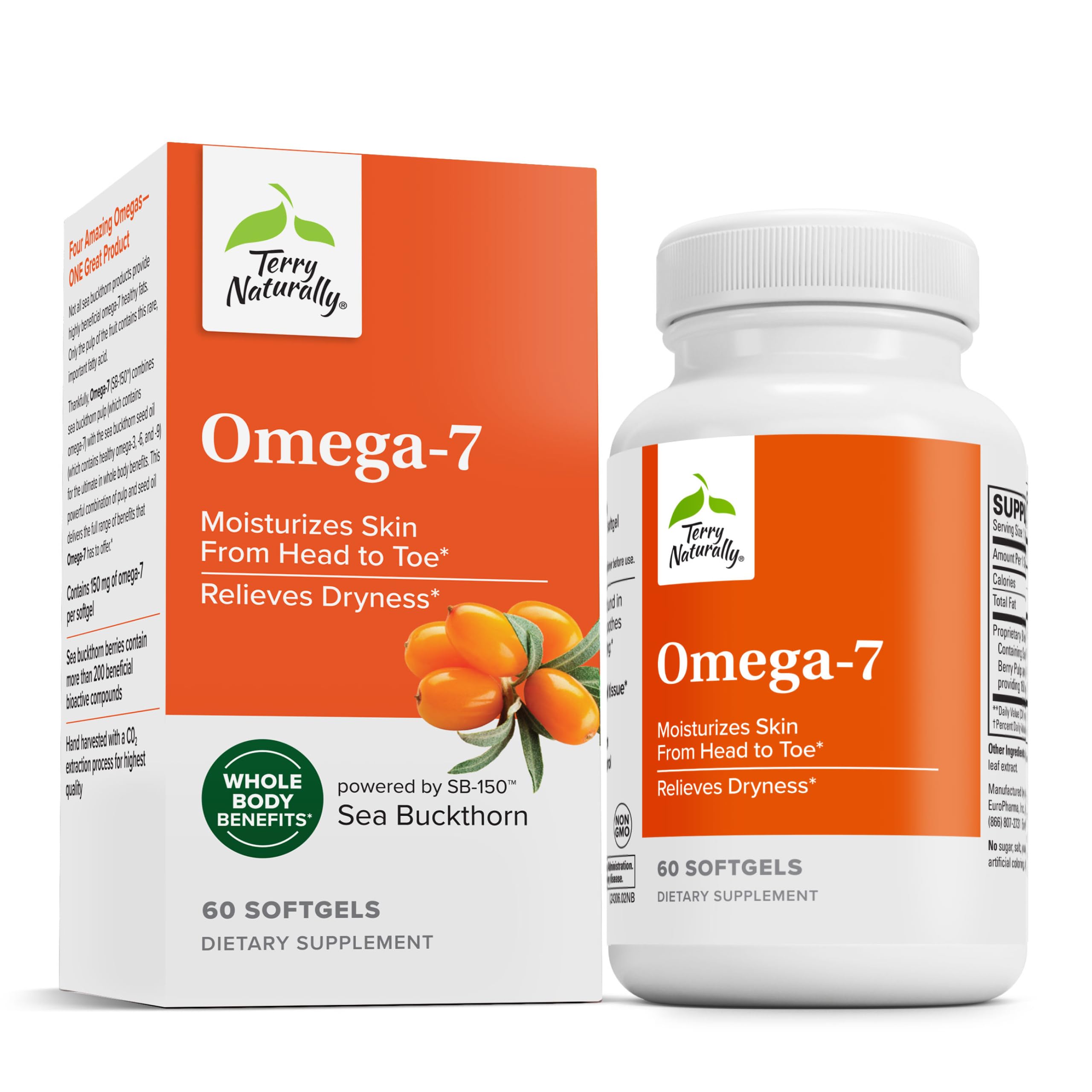 Terry Naturally Omega-7 cápsula: hidratación suave de la piel y mucosas.