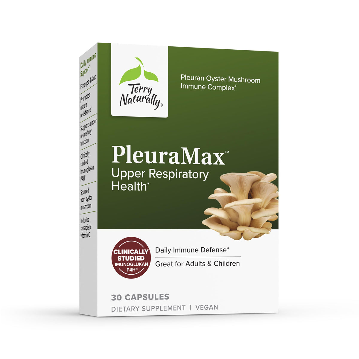 Terry Naturally PleuraMax cápsulas para apoyo de la salud respiratoria.