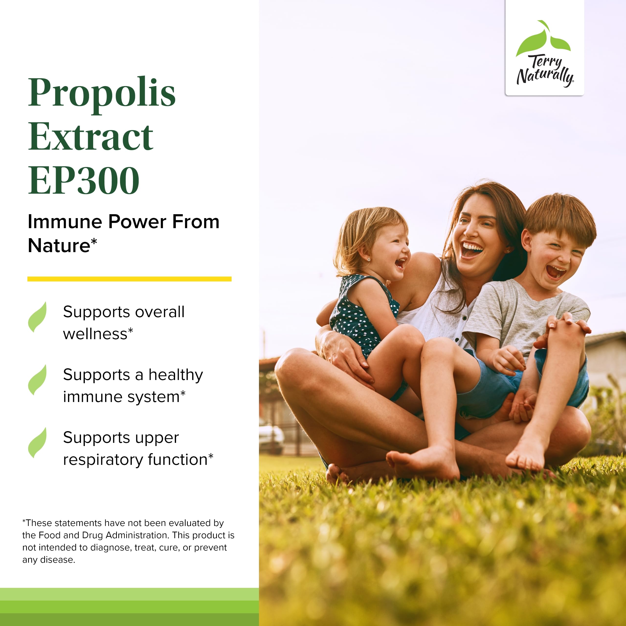 Etiqueta informativa de Propolis EP300 con detalles de contenido y beneficios.