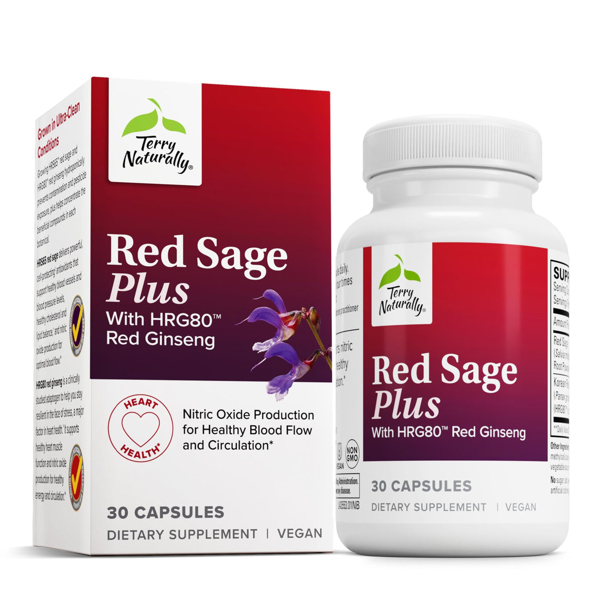 Terry Naturally Red Sage Plus: cápsulas de 30 dosis para apoyar la circulación.