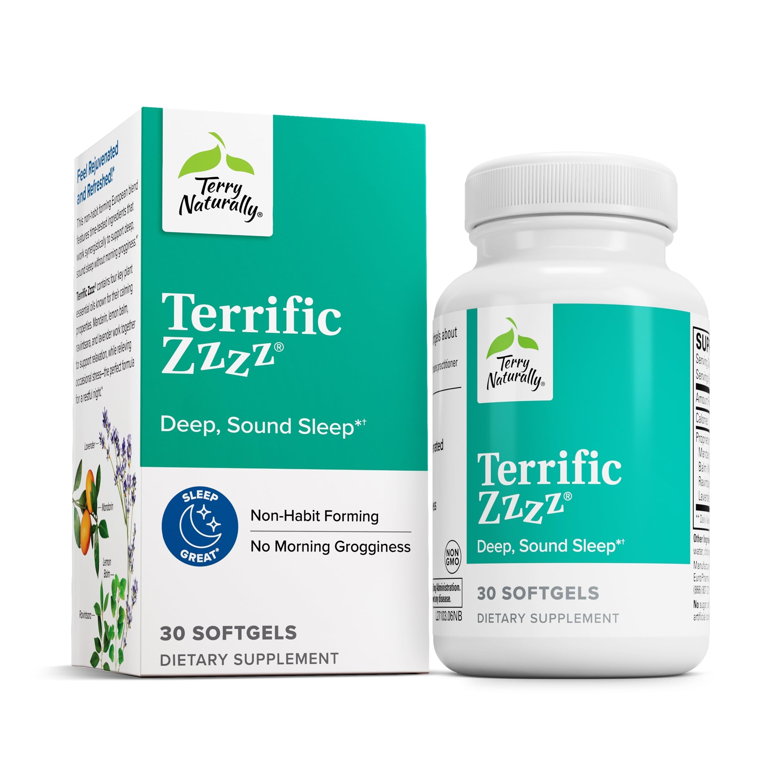 Terry Naturally Terrific Zzzz, botella, apoyo para descanso nocturno seguro y natural