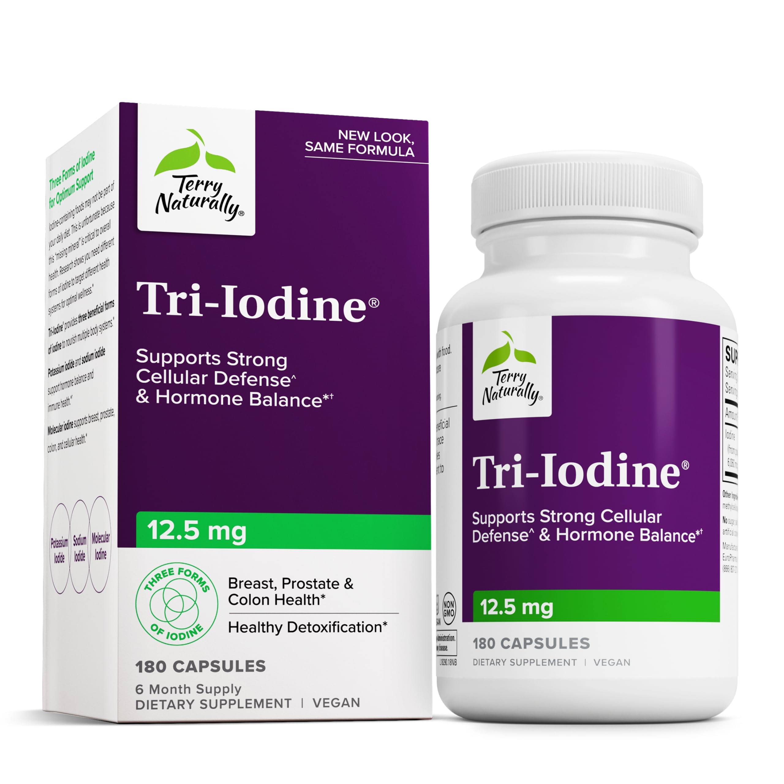 Terry Naturally Tri-Iodine: cápsula para equilibrio hormonal y tiroides.