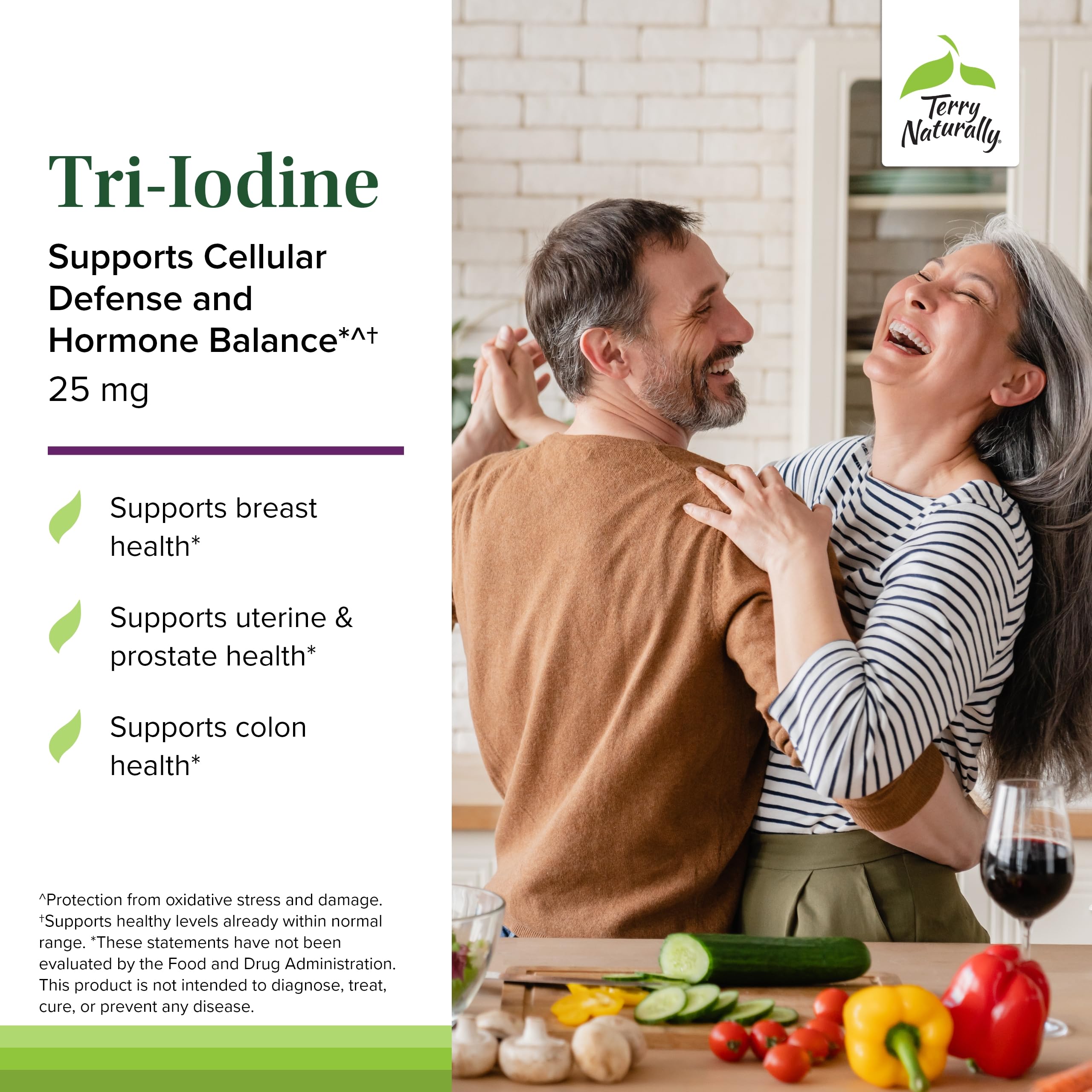 Etiqueta frontal de Tri-Iodine de Terry Naturally.