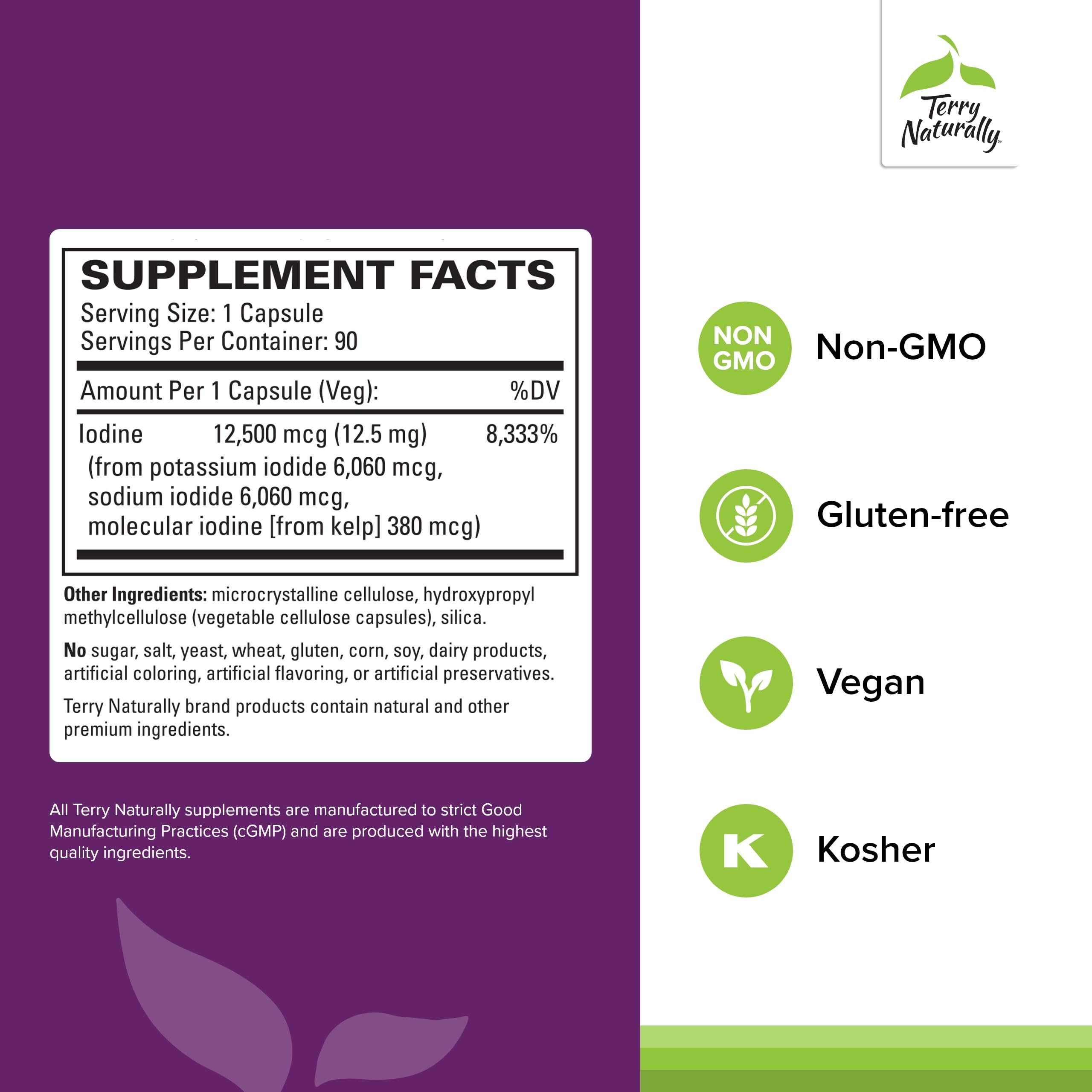 Terry Naturally Tri-Iodine: frasco de dosis diaria para apoyo tiroideo.