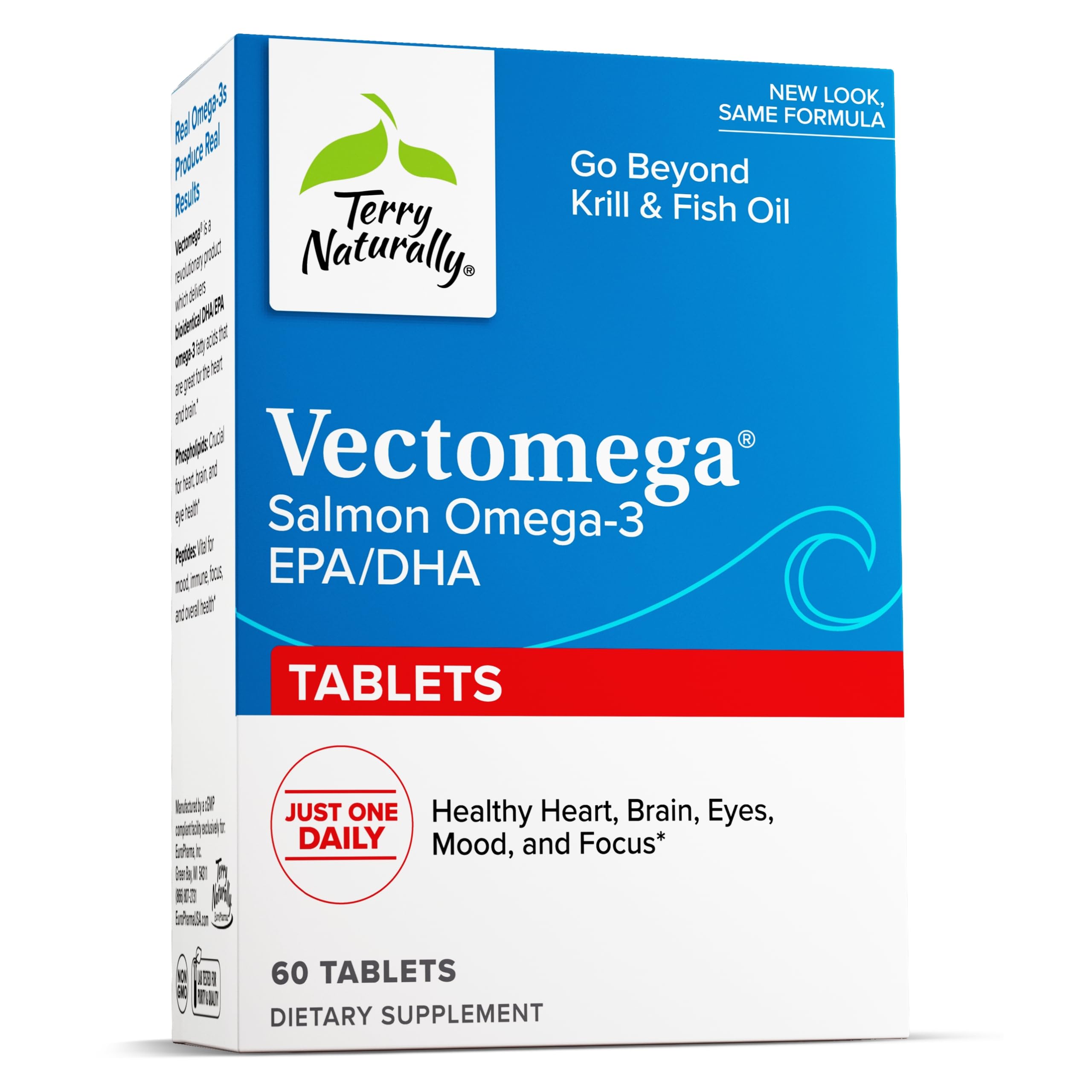 Terry Naturally Vectomega cápsulas omega-3 para absorción superior y salud diaria.