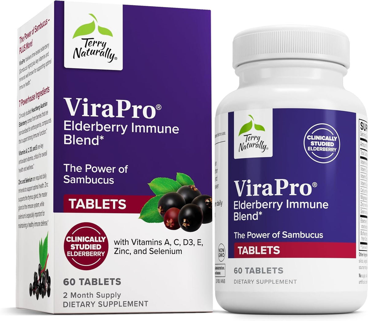 Terry Naturally ViraPro, frasco frontal, apoyo al sistema inmune diario.
