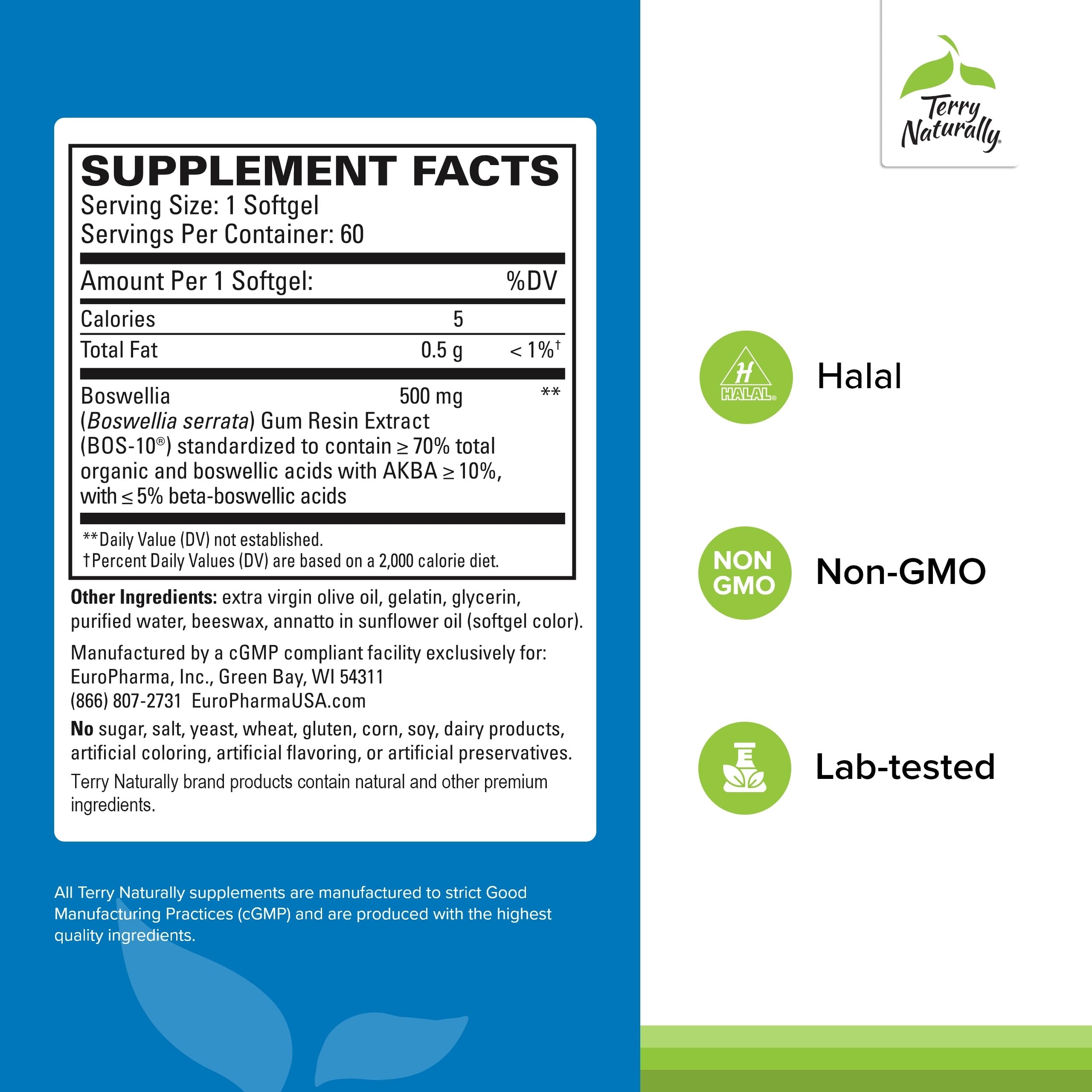 Etiqueta BosMed 500: formulación estandarizada de boswellia.
