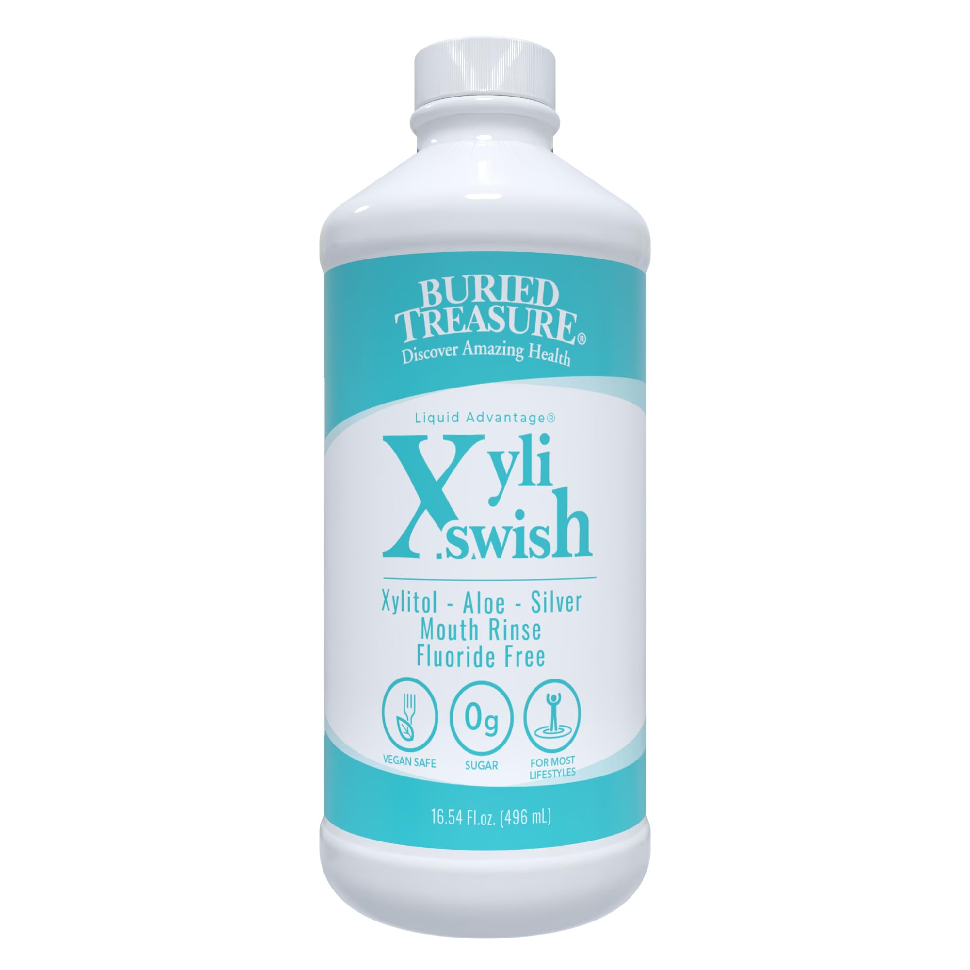 Buried Treasure Xyli Swish botella, refresca el aliento diario con sabor a menta.
