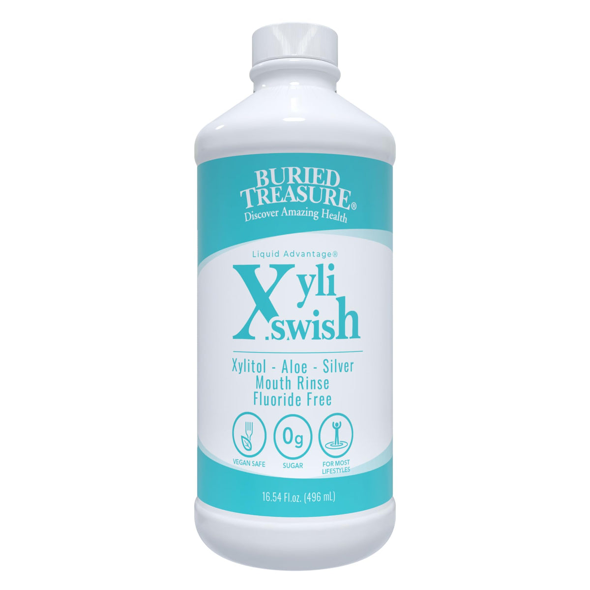 Buried Treasure Xyli Swish botella, refresca el aliento diario con sabor a menta.