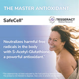 Etiqueta frontal de Tesseract SafeCell con detalles de ingredientes y dosis.