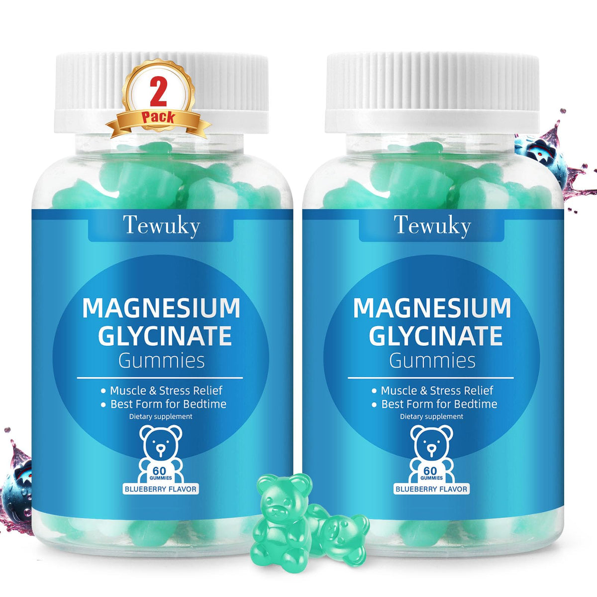 Gomitas Tewuky Magnesium Glycinato en botella para relajación diaria