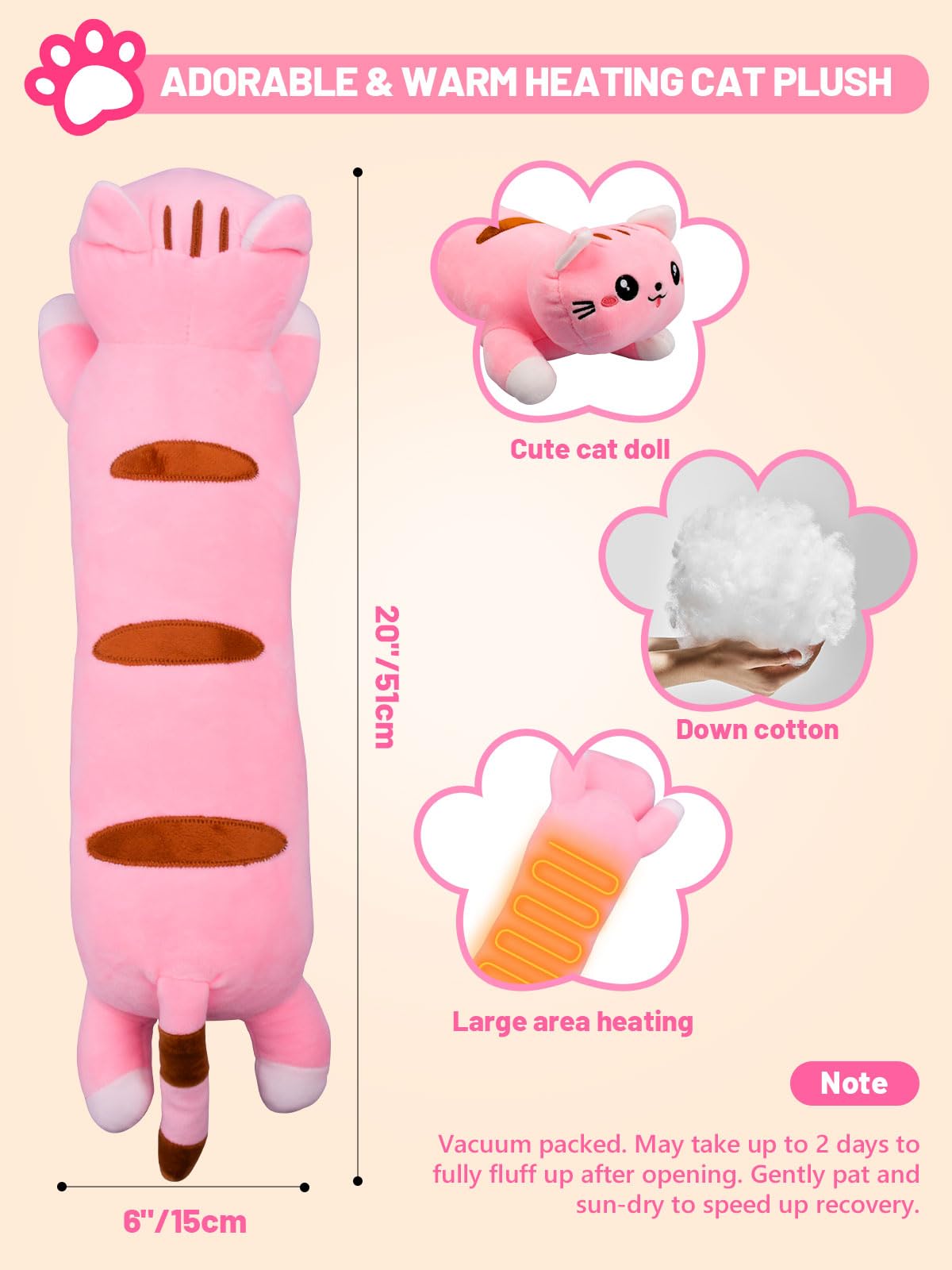 TEYOUAI Gato Calentador Rosa en escritorio, calor USB para oficina.