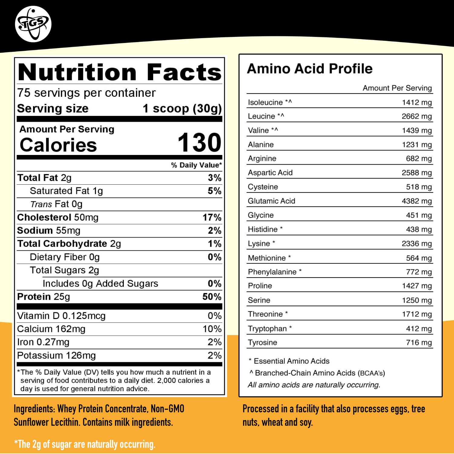 TGS Nutrition 100 Whey sin sabor, mezcla suave para licuados sin grumos.