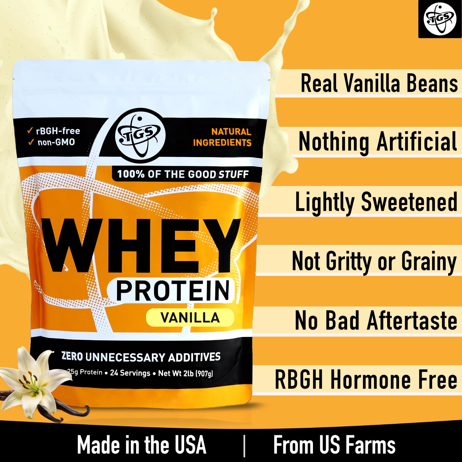TGS Nutrition proteína vainilla sin edulcorantes artificiales