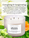 Vela T&H Lima Albahaca Mandarina encendida, ideal para despertar el ánimo.