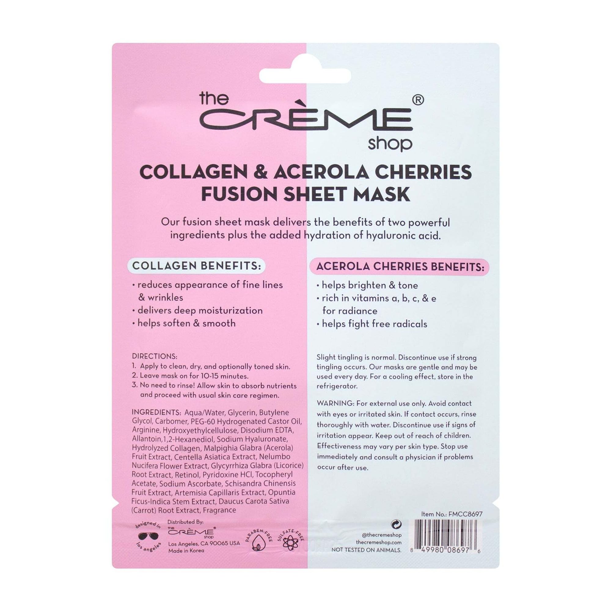 The Crème Shop textura serica mascarilla colageno acerola, experiencia suave y calmante