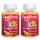 Feel Great Vitamin Company ninos-dha-gummies-omega-3-6-9-botella: sabor cítrico para niños.