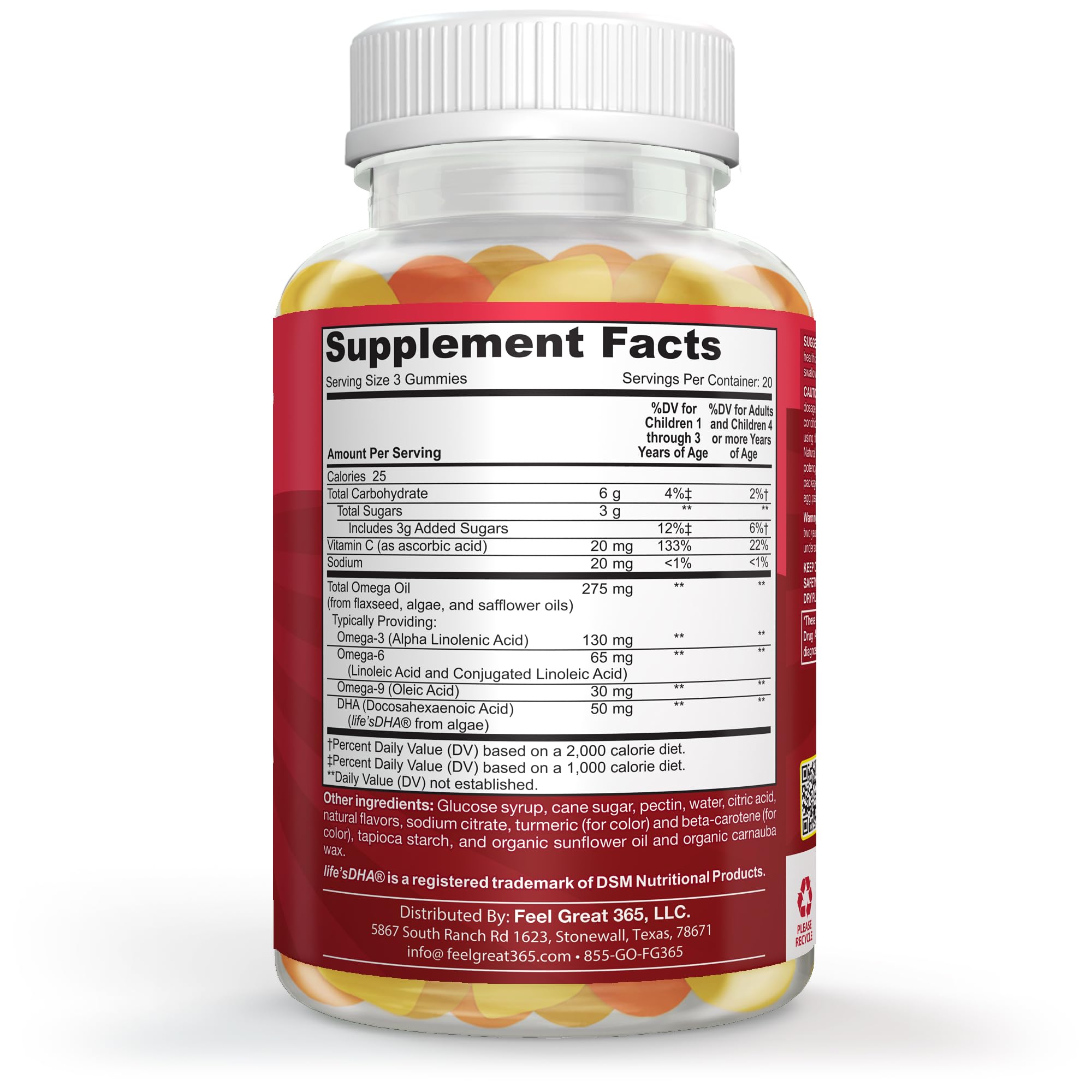 Feel Great Vitamin Company envase-60-gomitas-ninos, fácil de llevar.