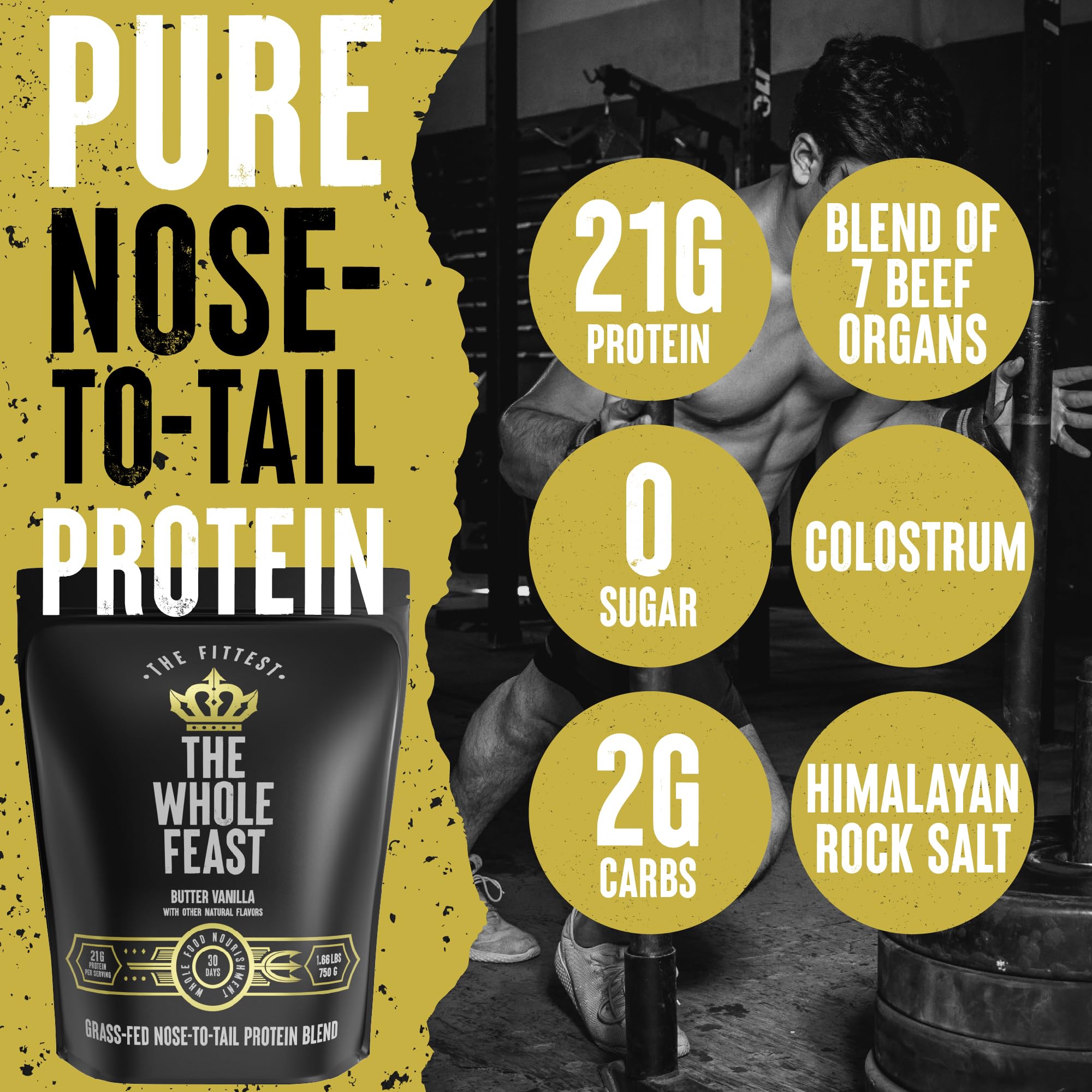 The Fittest Ever Whole Feast con hígado, aporte nutricional y sabor mantequilla vainilla