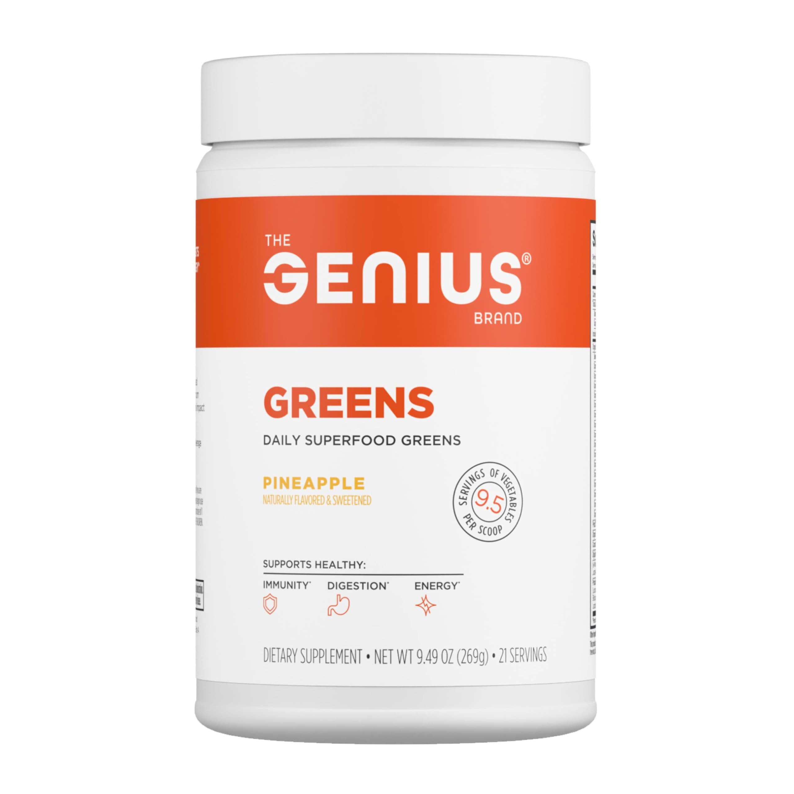 The Genius Brand Daily Superfood Greens, polvo piña bote: impulso nutricional diario