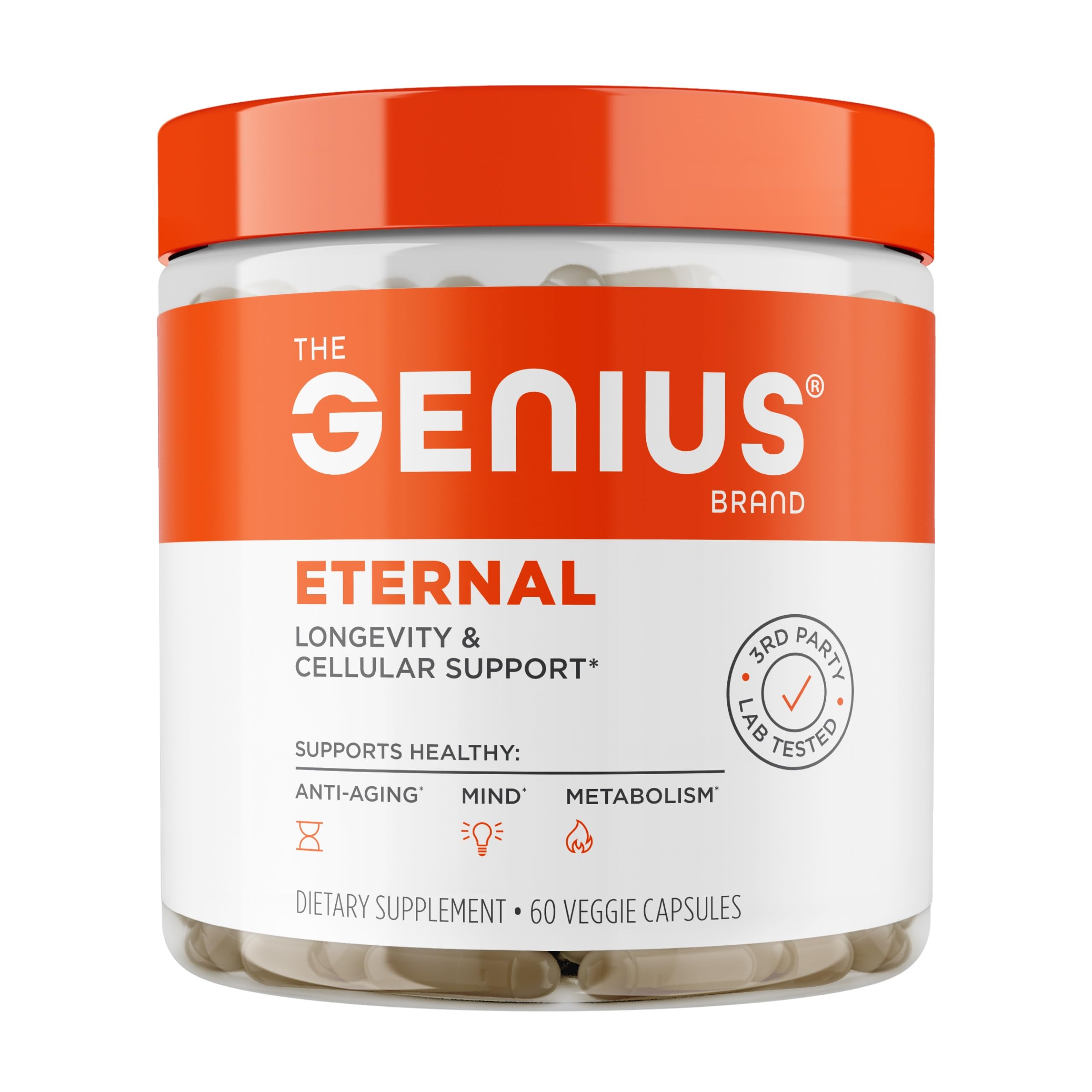 The Genius Brand Genius Eternal: botella de cápsulas para claridad diaria y vitalidad