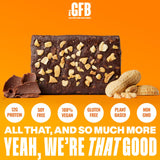The GFB barra proteina chocolate cacahuete, textura masticable para energía durante el día.