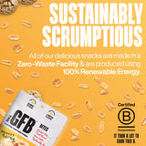 The GFB snacks hechos en EE.UU. con enfoque sostenible.