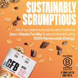 The GFB bocaditos proteina, envase trasero, fácil almacenamiento