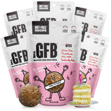 The GFB bocados de pastel de cumpleaños en empaque de 6 bolsas, fáciles de llevar.